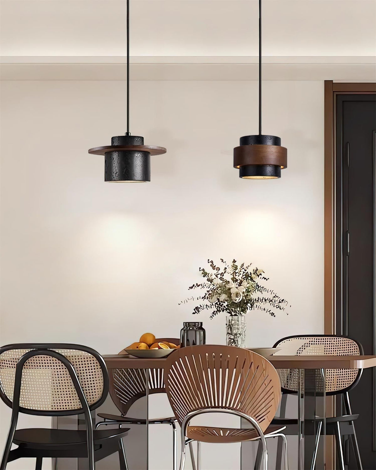 Ritta Ensemble de Lampes Suspendues Travertin Noir - Neutralighting