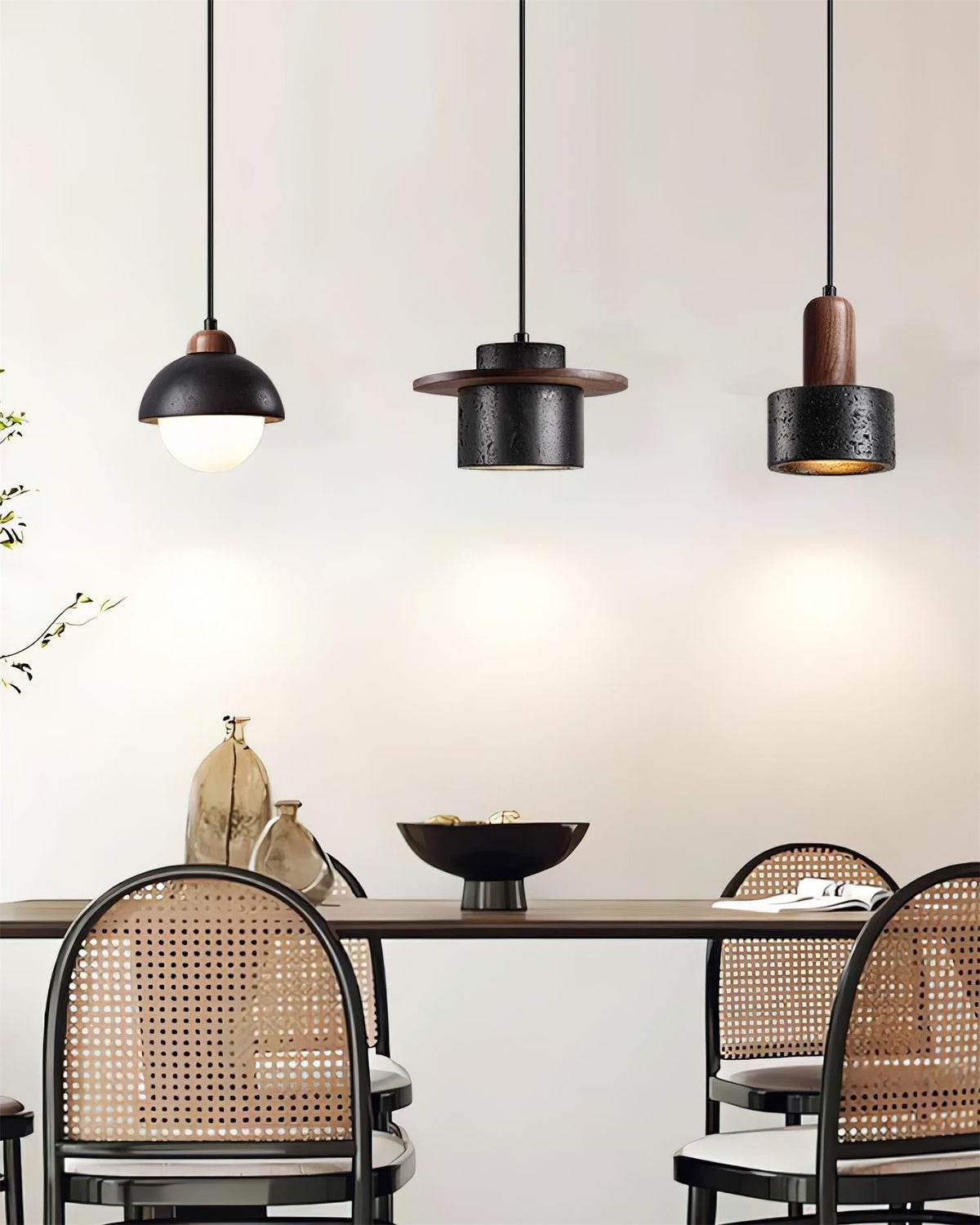 Ritta Ensemble de Lampes Suspendues Travertin Noir - Neutralighting