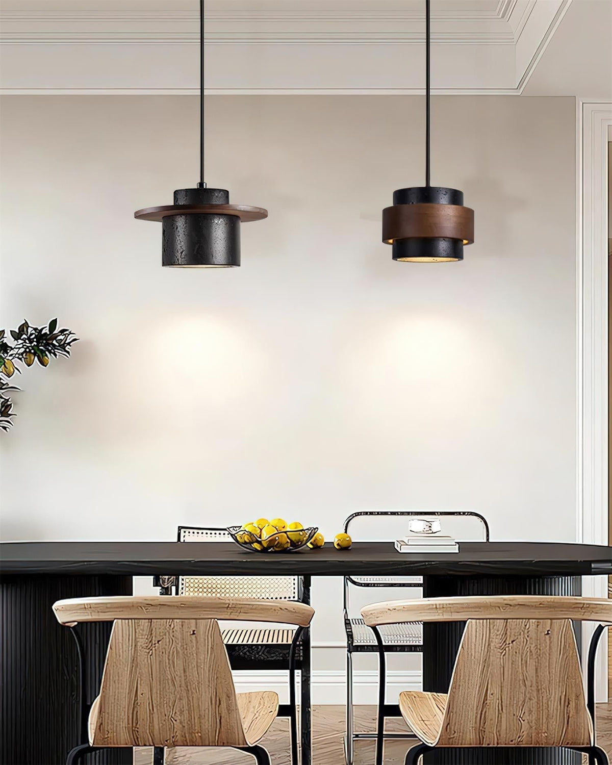 Ritta Ensemble de Lampes Suspendues Travertin Noir - Neutralighting