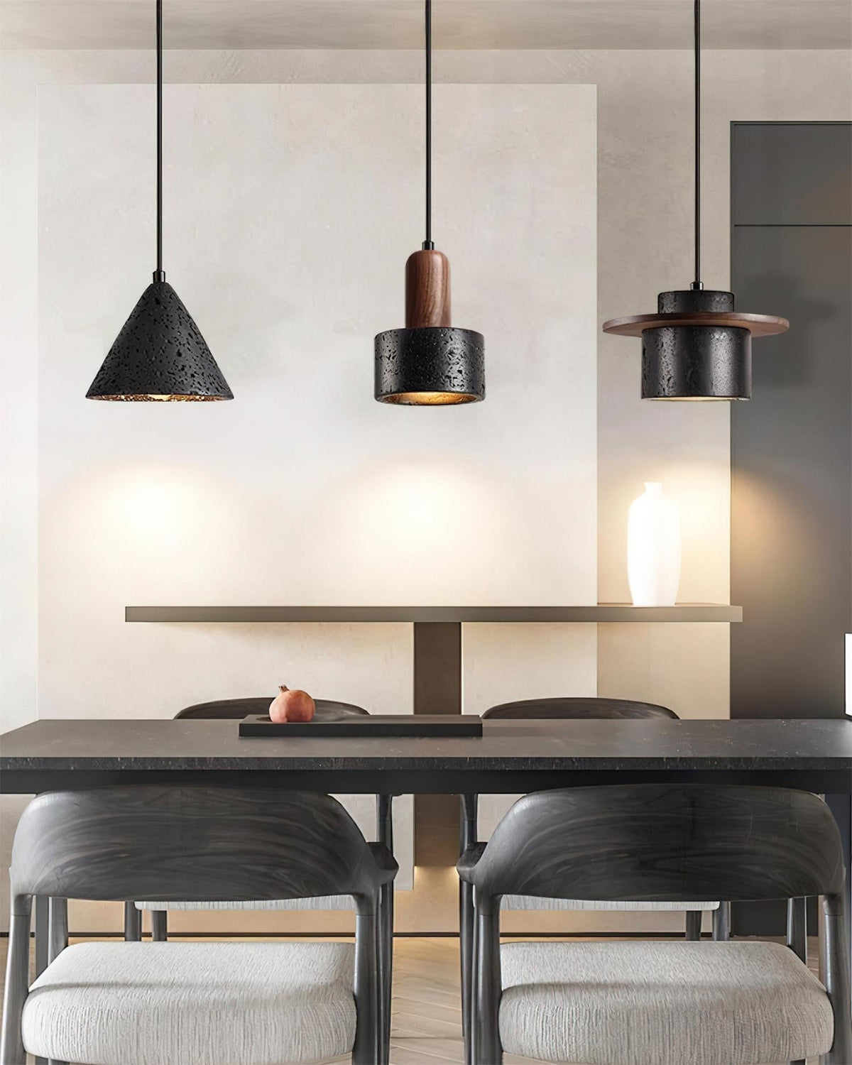 Ritta Ensemble de Lampes Suspendues Travertin Noir - Neutralighting