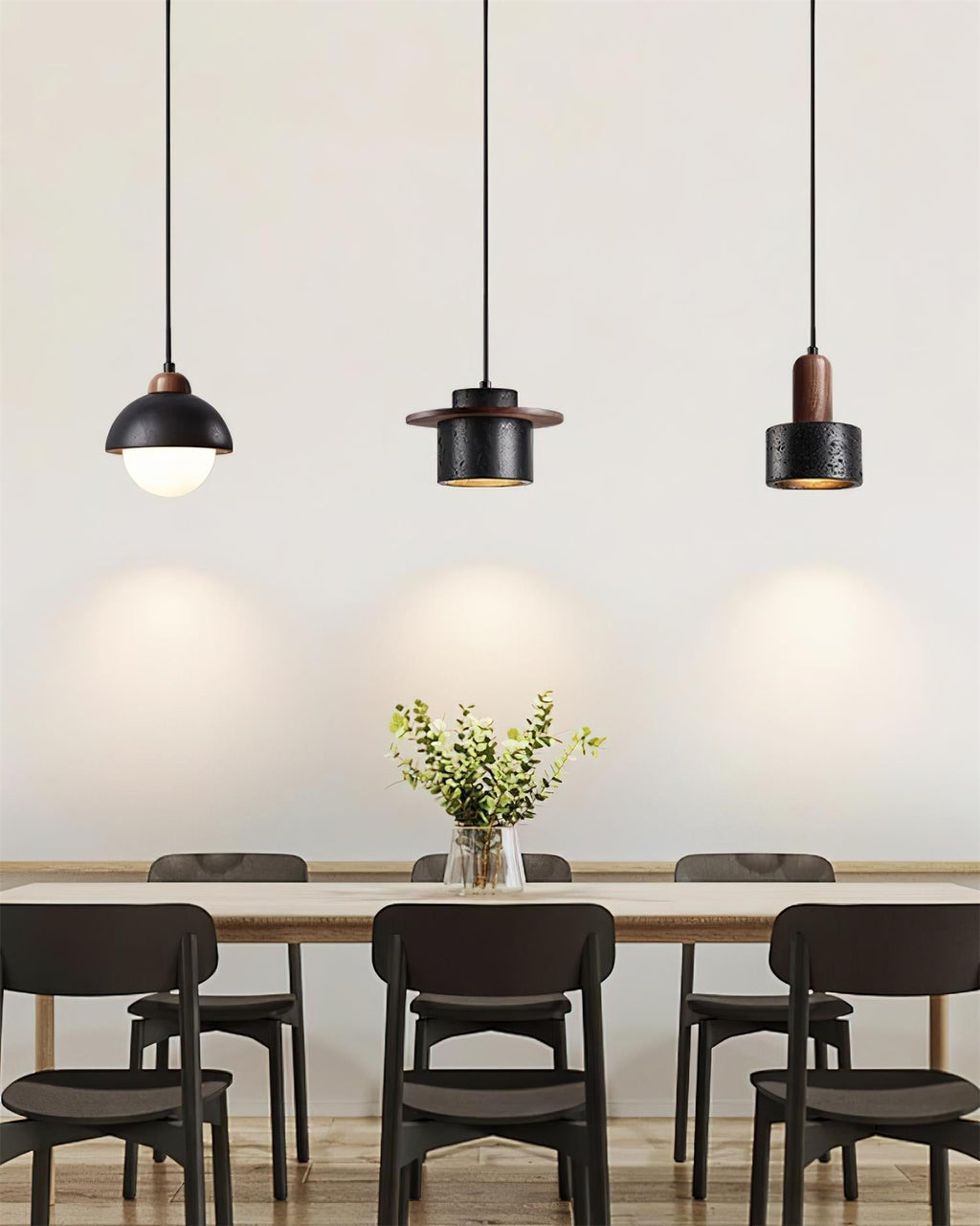 Ritta Ensemble de Lampes Suspendues Travertin Noir - Neutralighting