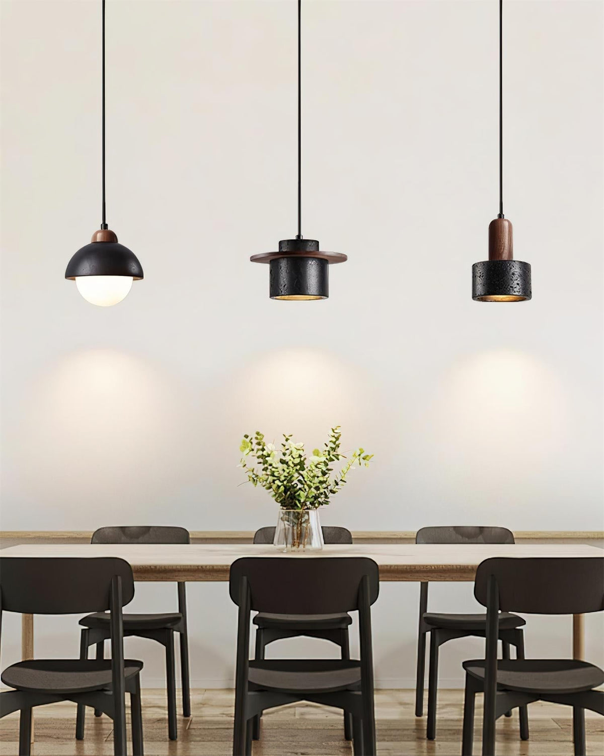 Ritta Ensemble de Lampes Suspendues Travertin Noir - Neutralighting