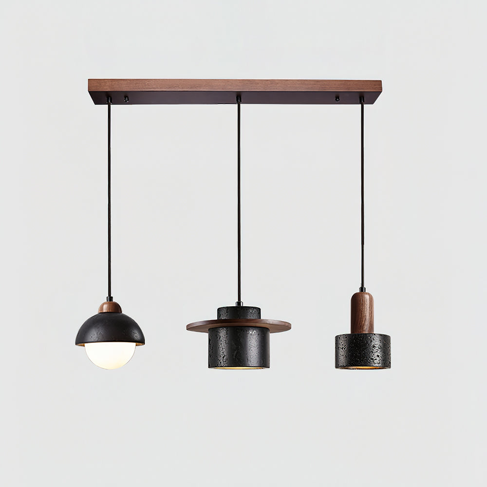 Ritta Ensemble de Lampes Suspendues Travertin Noir - Neutralighting