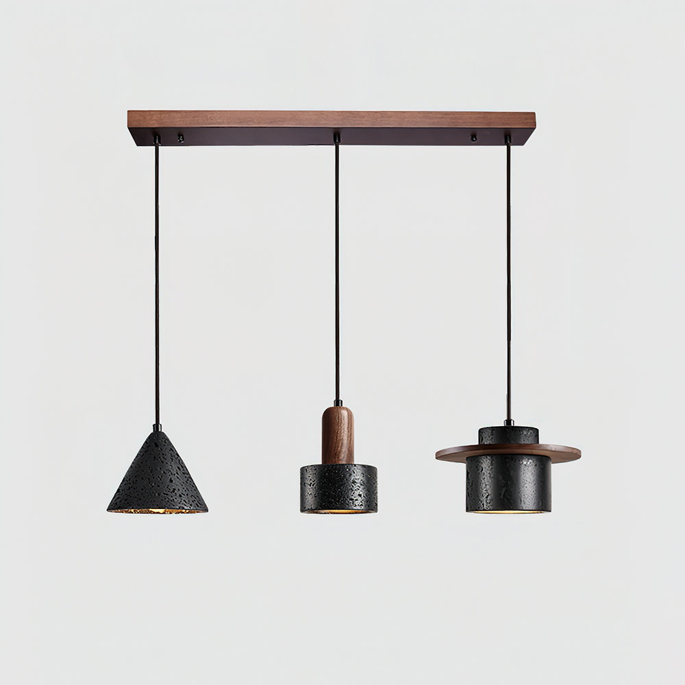 Ritta Ensemble de Lampes Suspendues Travertin Noir - Neutralighting
