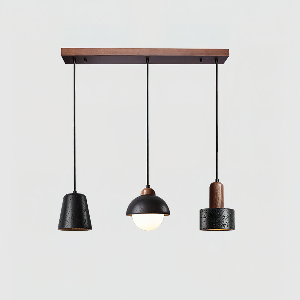 Ritta Ensemble de Lampes Suspendues Travertin Noir - Neutralighting