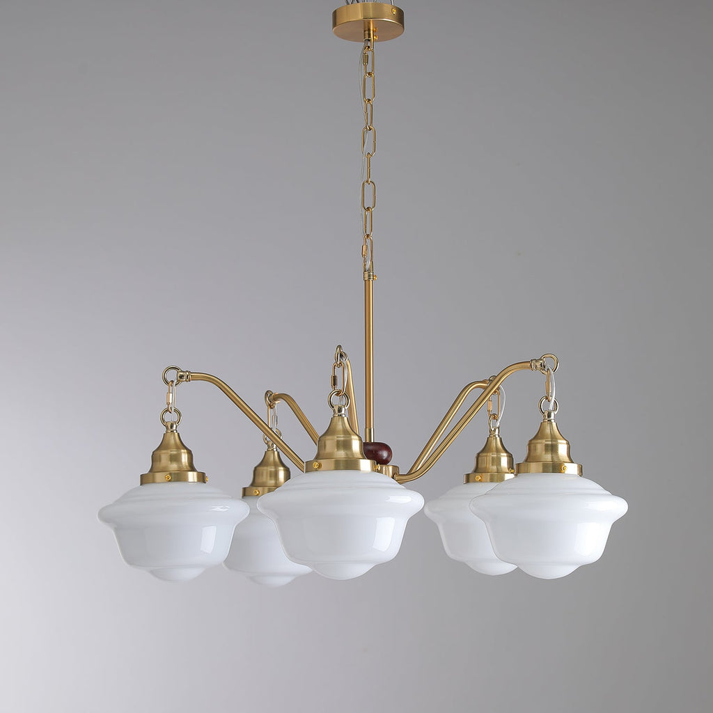 Lustra Chandelier Laiton Bois Verre Satiné Classique - Neutralighting