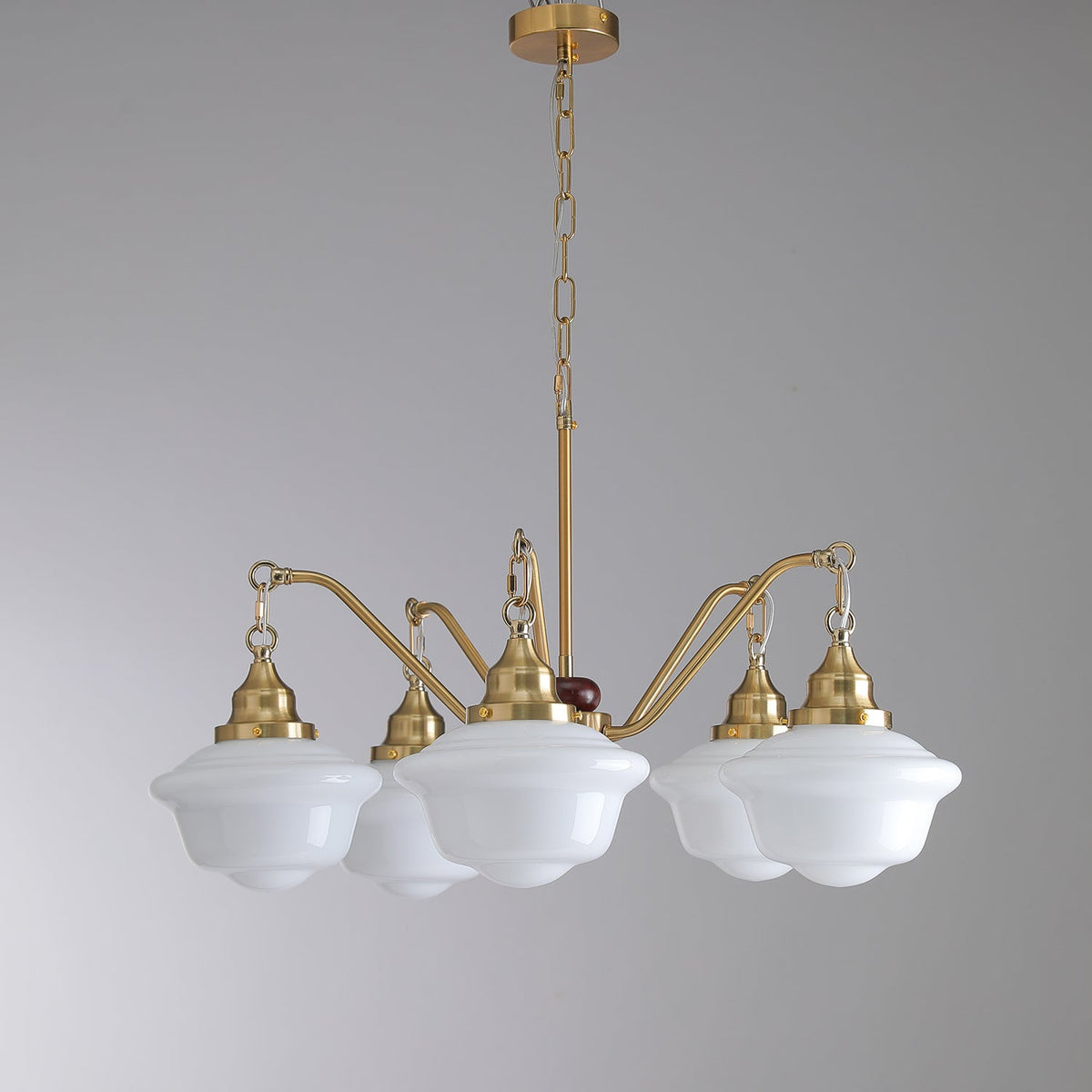 Lustra Chandelier Laiton Bois Verre Satiné Classique - Neutralighting