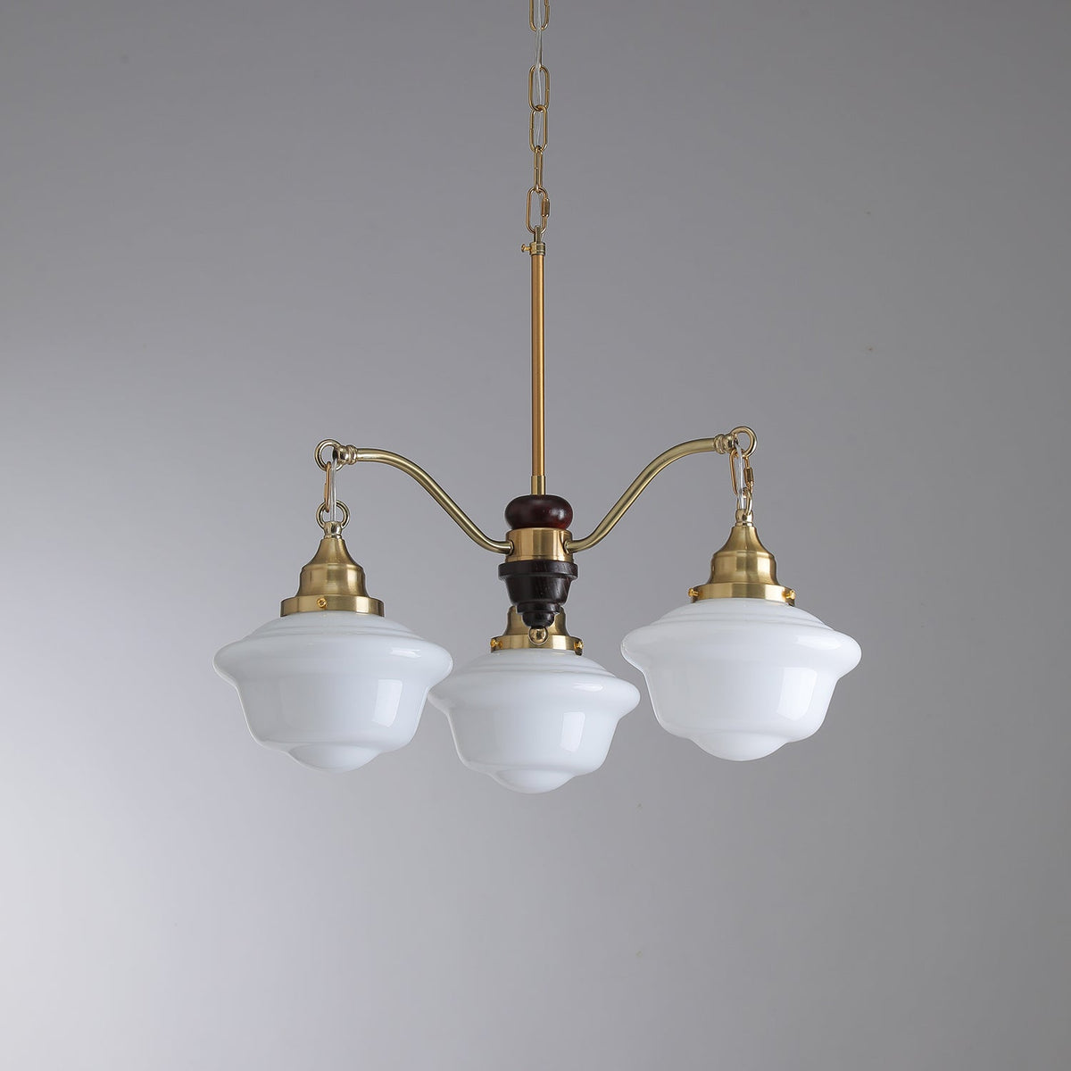 Lustra Chandelier Laiton Bois Verre Satiné Classique - Neutralighting