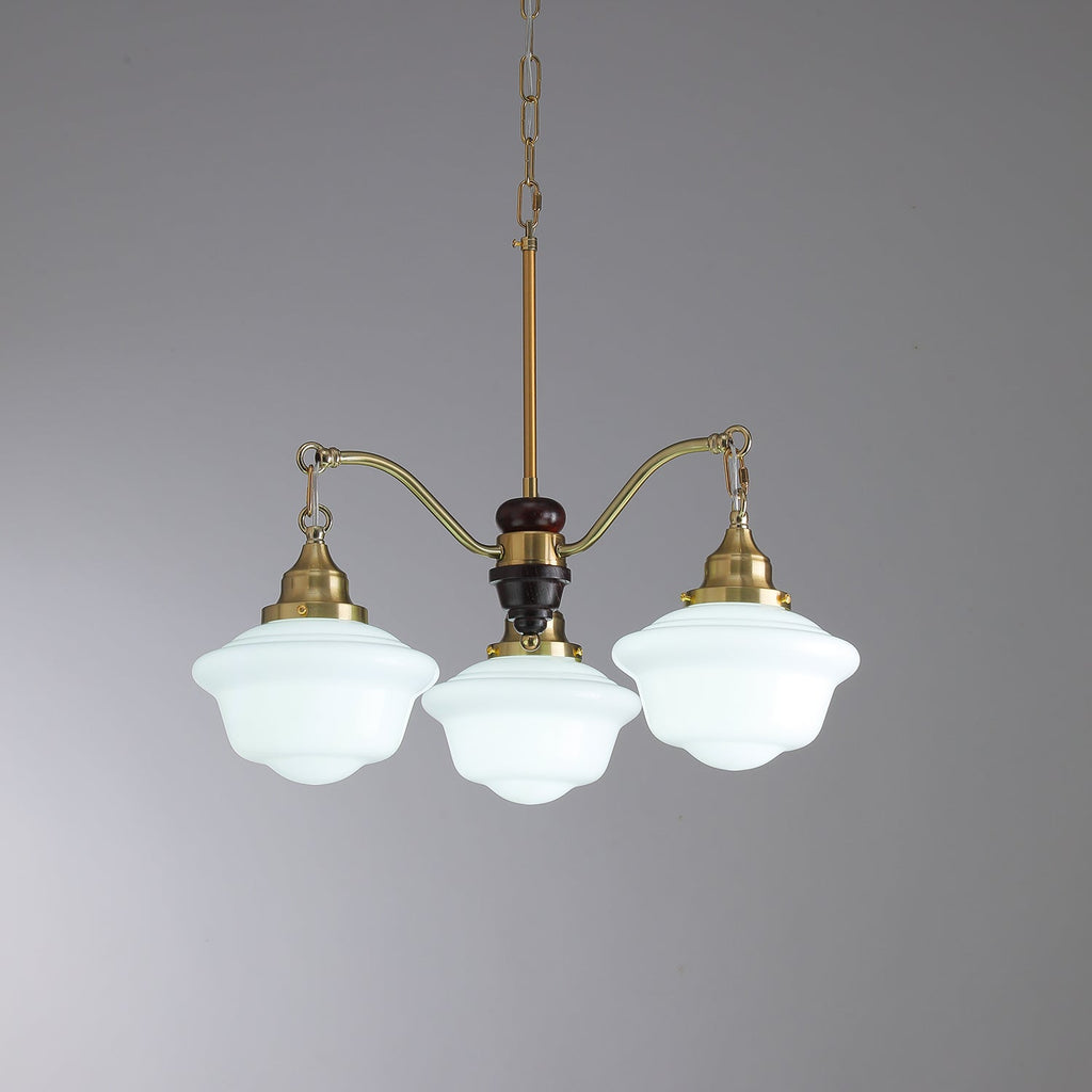 Lustra Chandelier Laiton Bois Verre Satiné Classique - Neutralighting