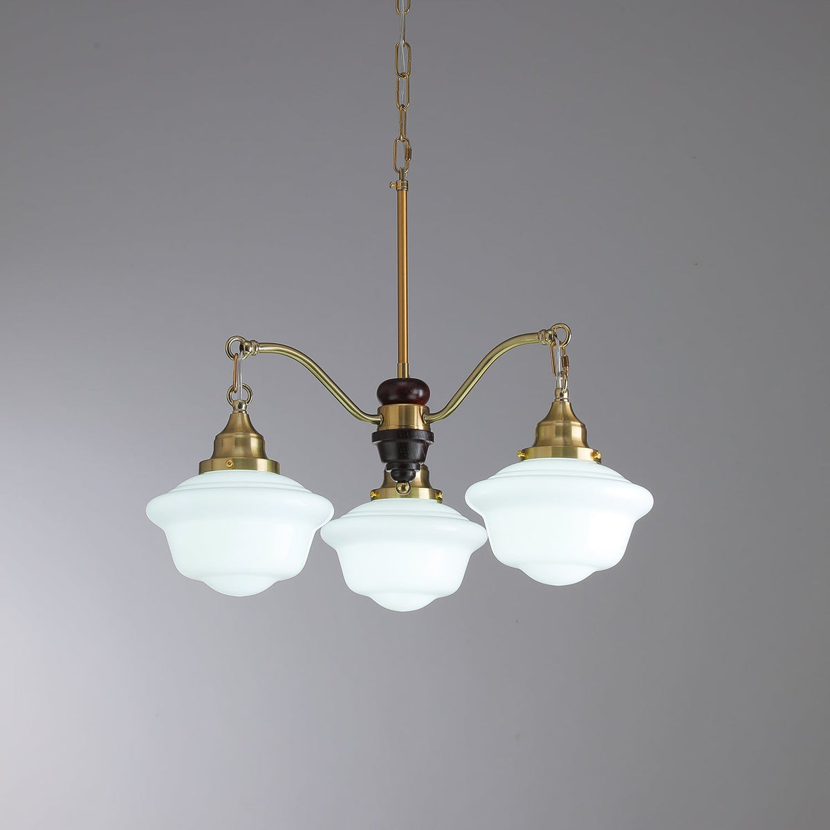 Lustra Chandelier Laiton Bois Verre Satiné Classique - Neutralighting