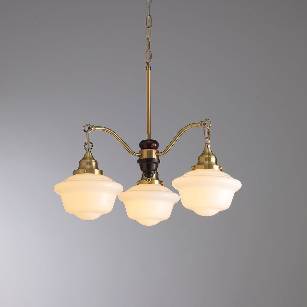 Lustra Chandelier Laiton Bois Verre Satiné Classique - Neutralighting