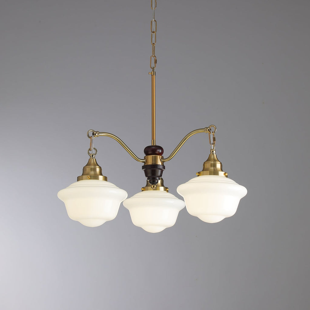 Lustra Chandelier Laiton Bois Verre Satiné Classique - Neutralighting