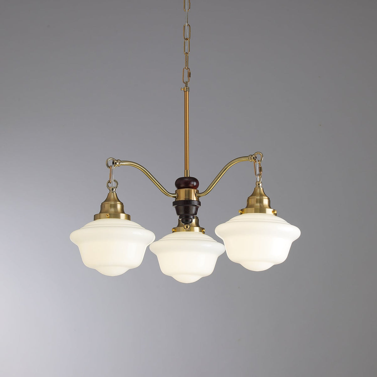 Lustra Chandelier Laiton Bois Verre Satiné Classique - Neutralighting