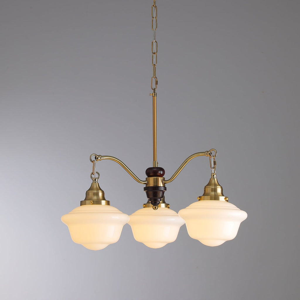 Lustra Chandelier Laiton Bois Verre Satiné Classique - Neutralighting