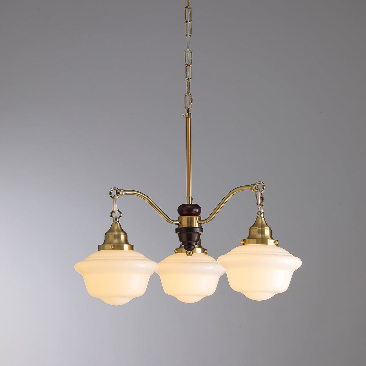 Lustra Chandelier Laiton Bois Verre Satiné Classique - Neutralighting