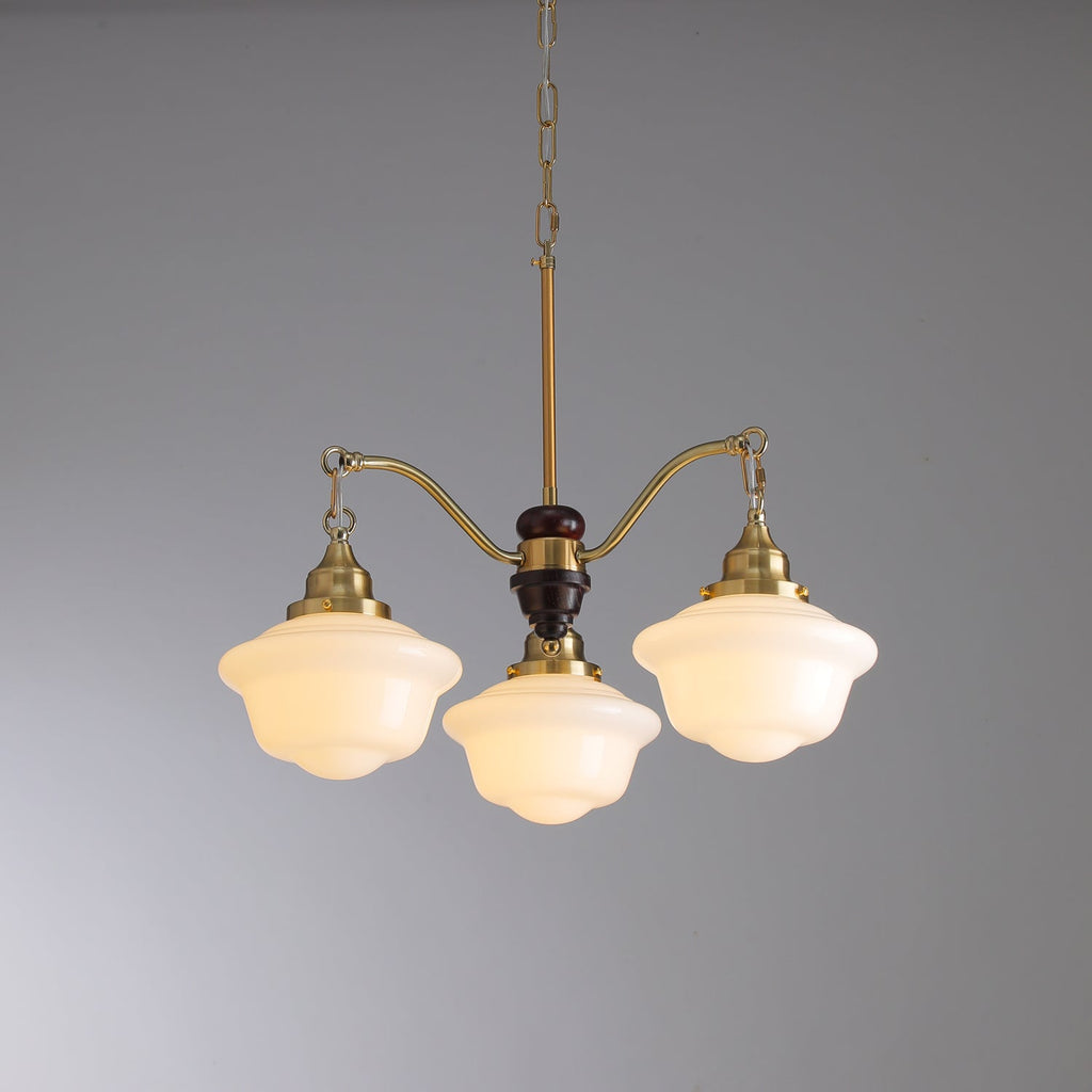 Lustra Chandelier Laiton Bois Verre Satiné Classique - Neutralighting