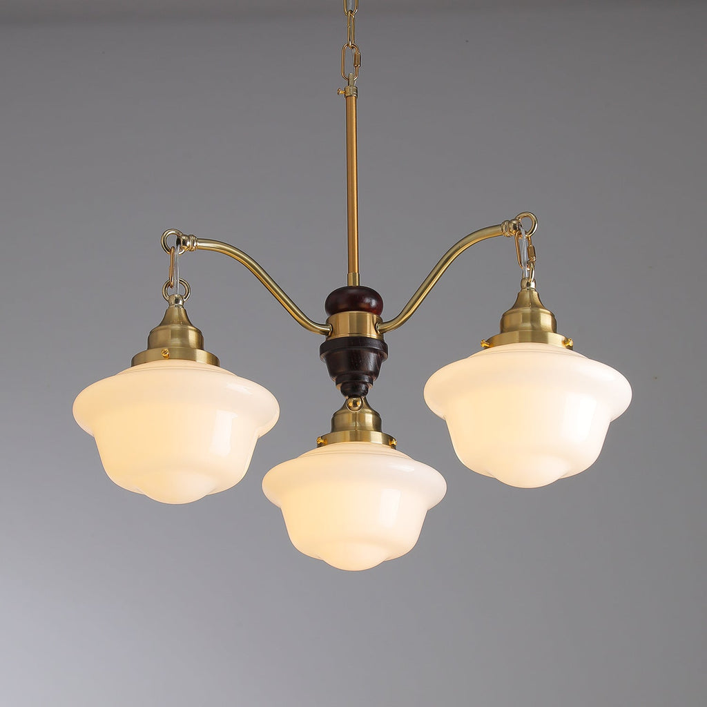 Lustra Chandelier Laiton Bois Verre Satiné Classique - Neutralighting