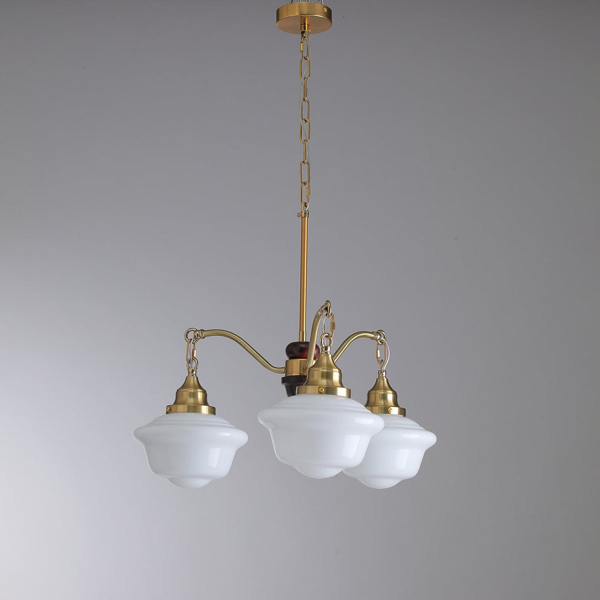 Lustra Chandelier Laiton Bois Verre Satiné Classique - Neutralighting