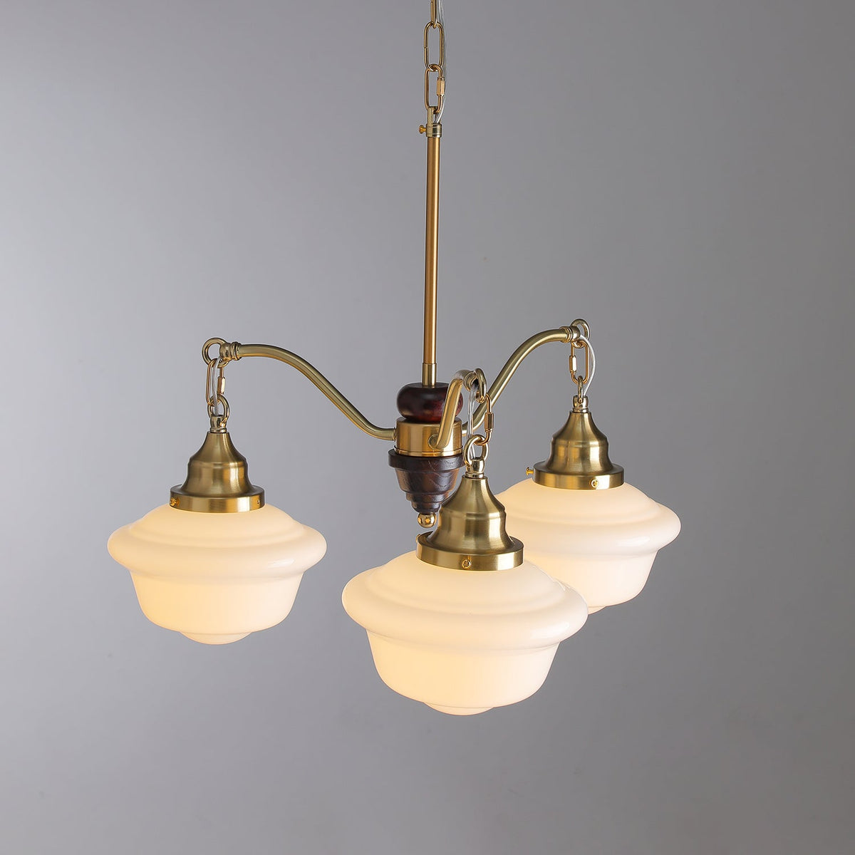 Lustra Chandelier Laiton Bois Verre Satiné Classique - Neutralighting