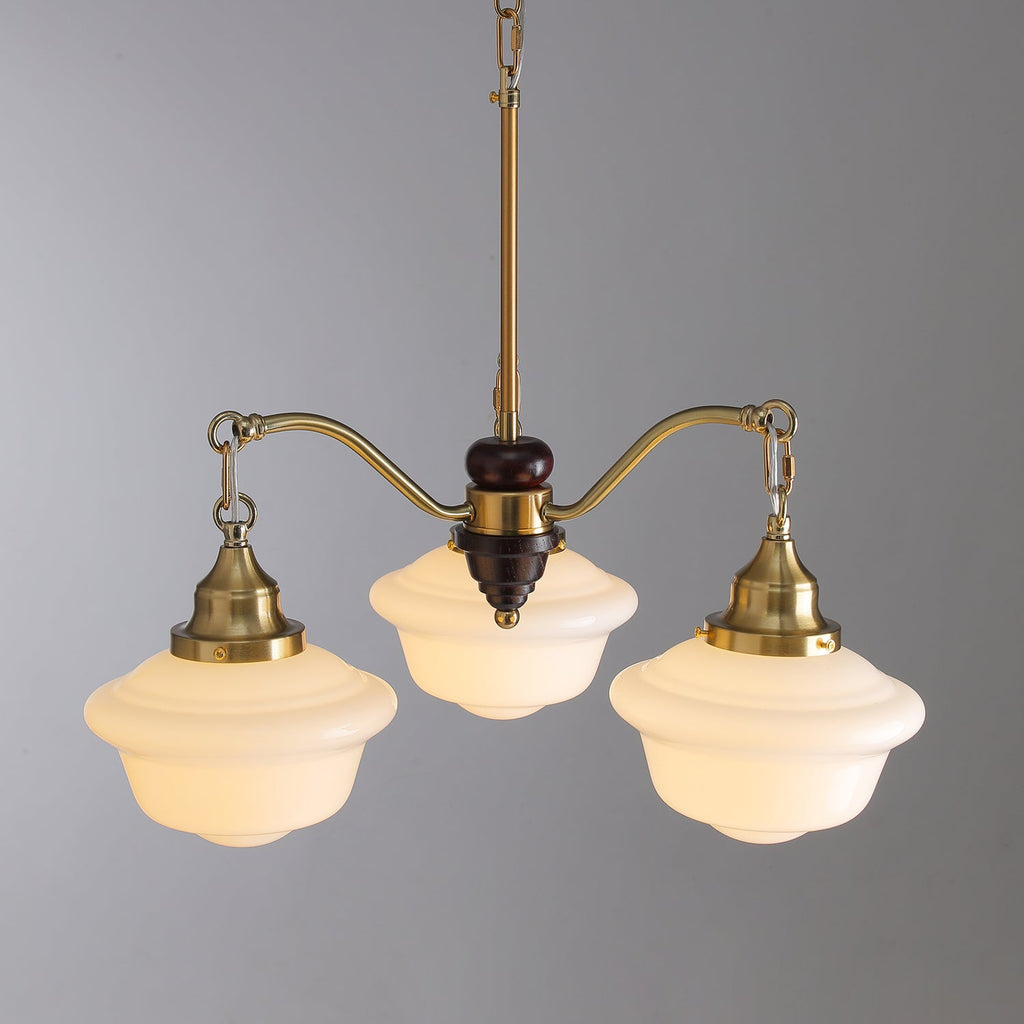 Lustra Chandelier Laiton Bois Verre Satiné Classique - Neutralighting