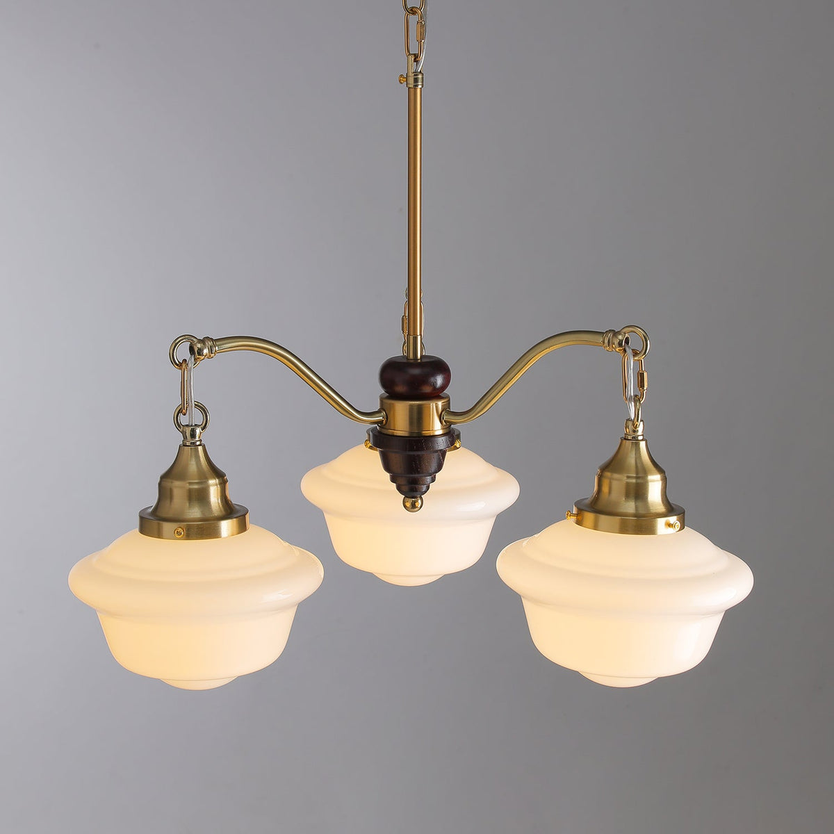 Lustra Chandelier Laiton Bois Verre Satiné Classique - Neutralighting