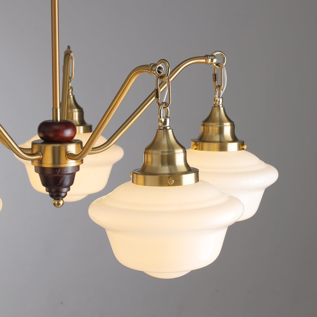 Lustra Chandelier Laiton Bois Verre Satiné Classique - Neutralighting