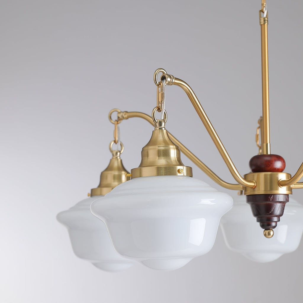Lustra Chandelier Laiton Bois Verre Satiné Classique - Neutralighting