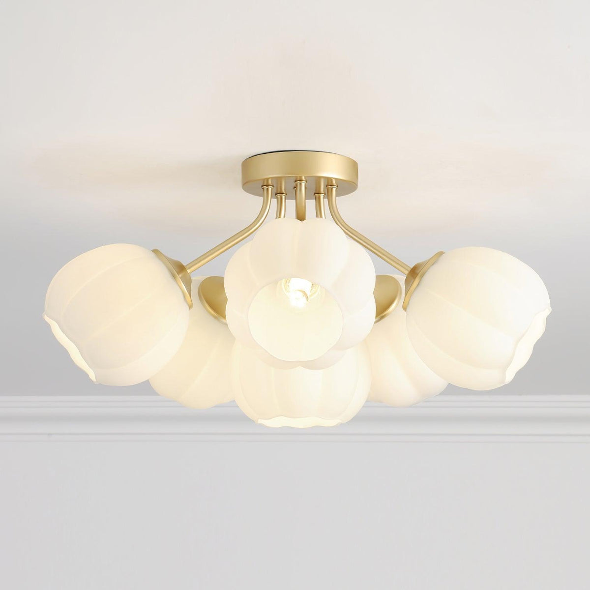 Rialto Plafonnier Romantique en Verre Floral - Neutralighting