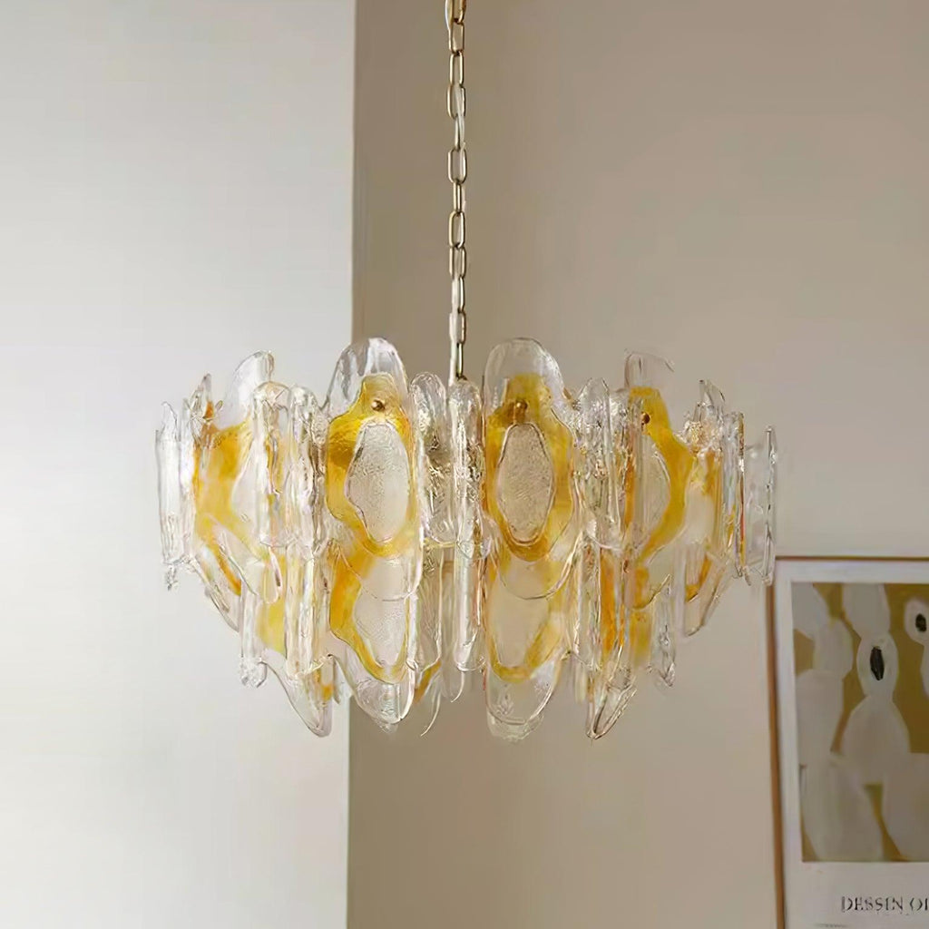 Marrina Lustre Verre Ambre Vague Vintage - Neutralighting