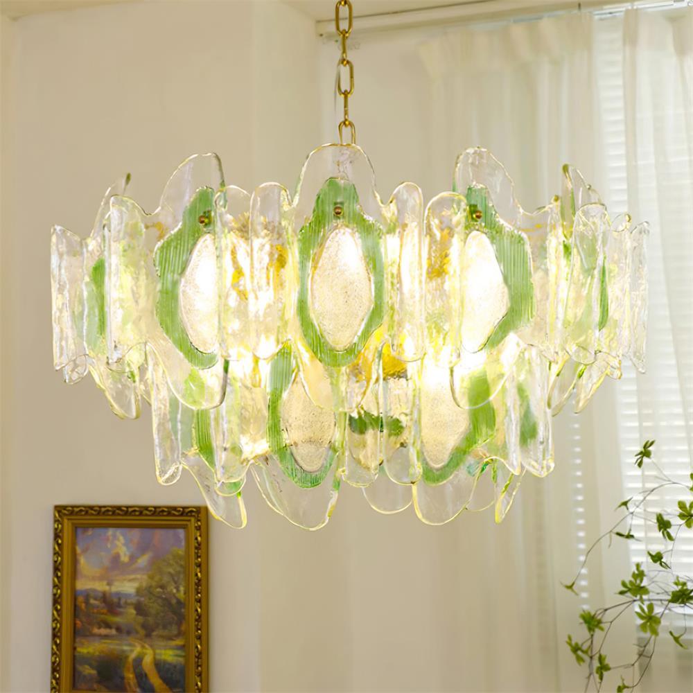 Marrina Lustre Verre Ambre Vague Vintage - Neutralighting