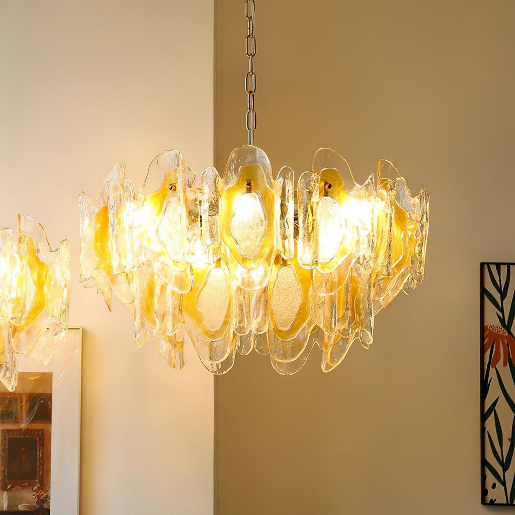Marrina Lustre Verre Ambre Vague Vintage - Neutralighting