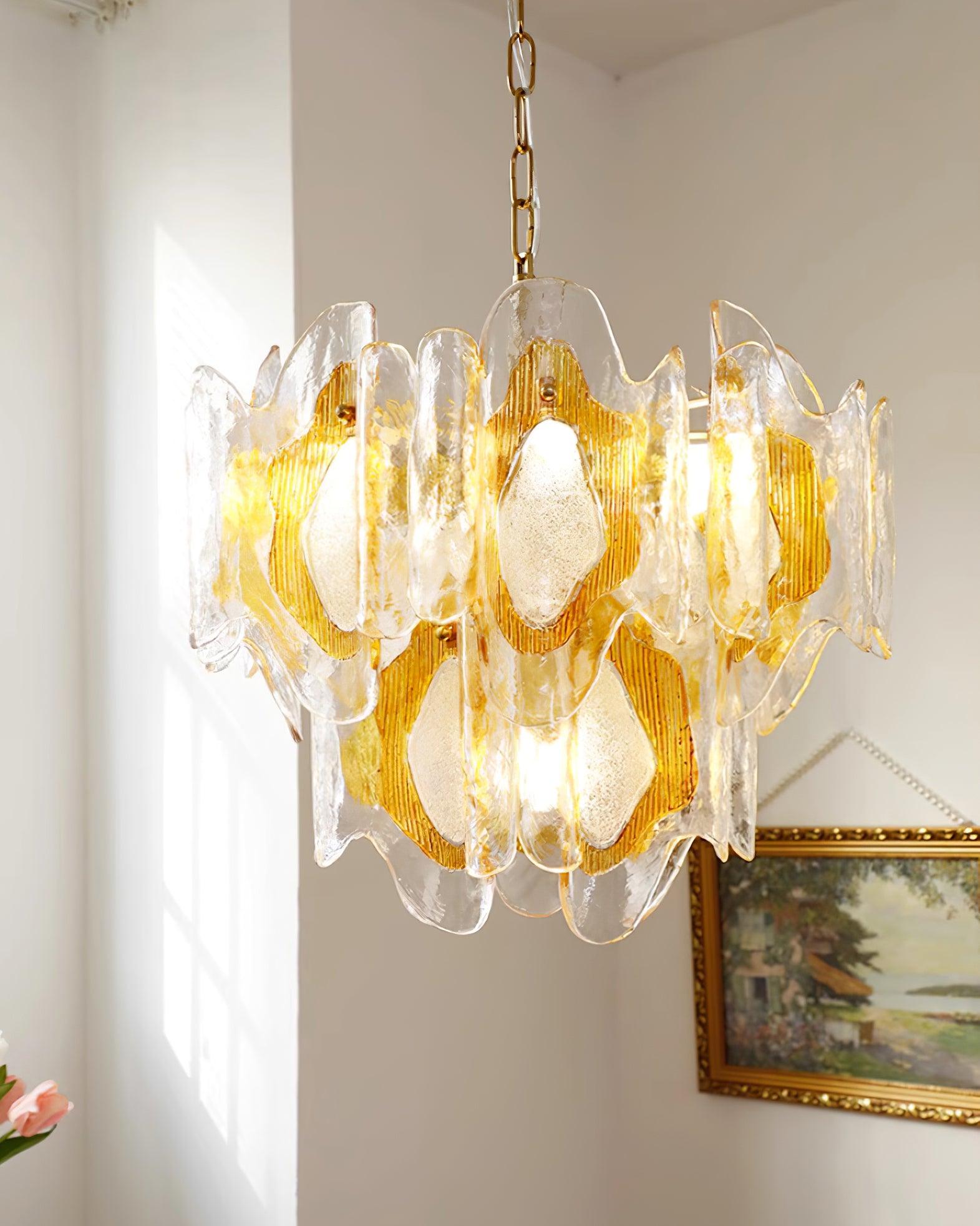 Marrina Lustre Verre Ambre Vague Vintage - Neutralighting