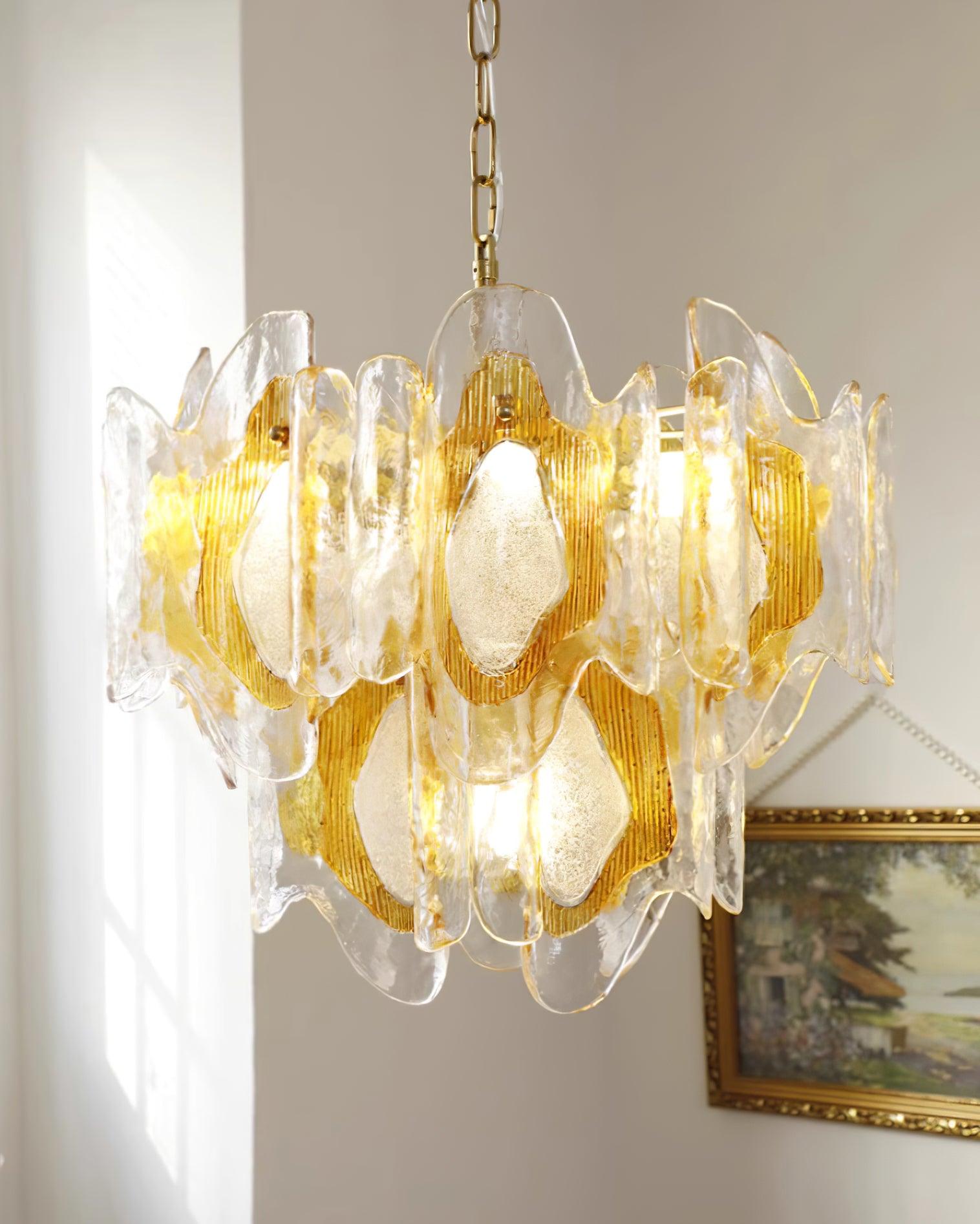Marrina Lustre Verre Ambre Vague Vintage - Neutralighting