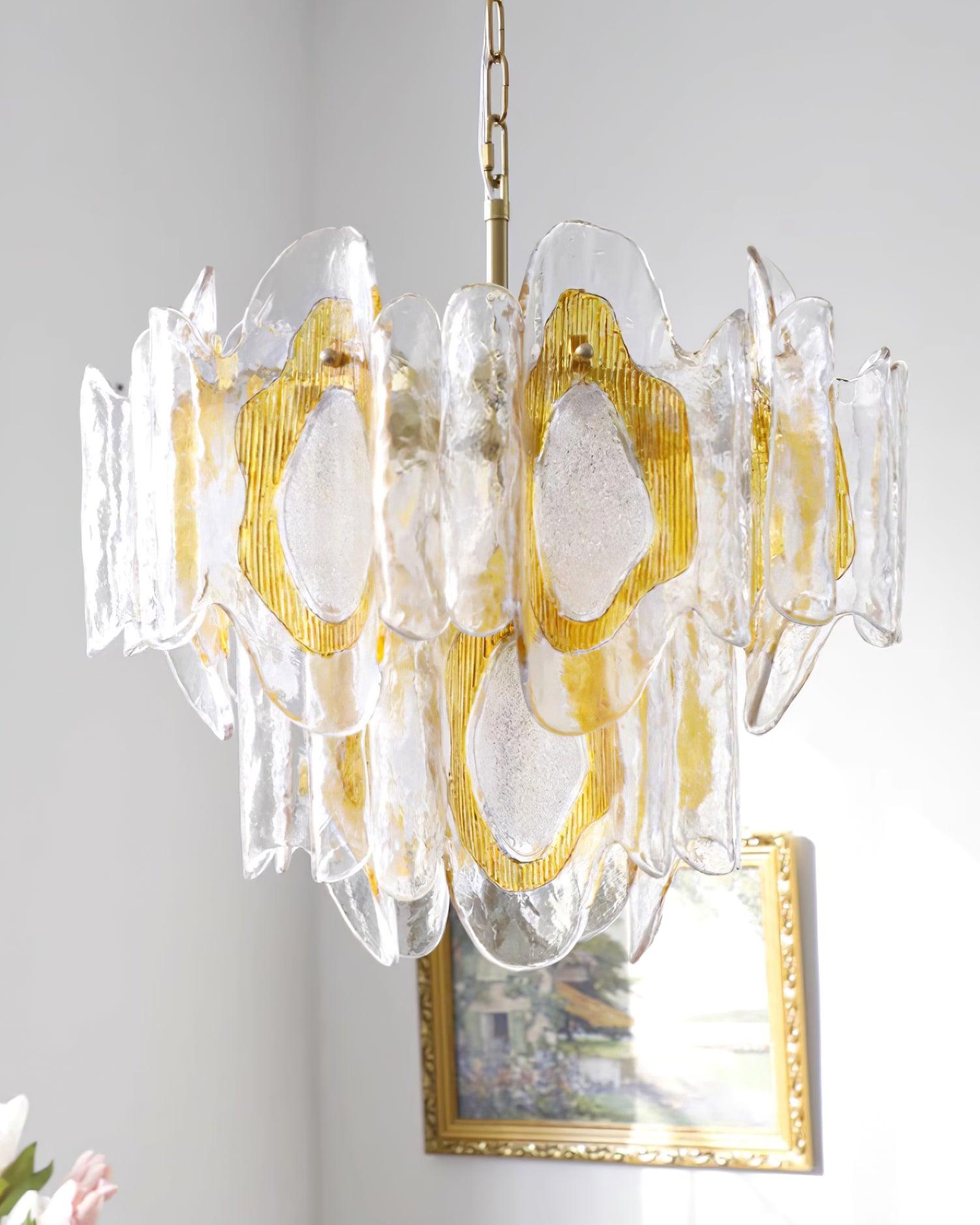 Marrina Lustre Verre Ambre Vague Vintage - Neutralighting