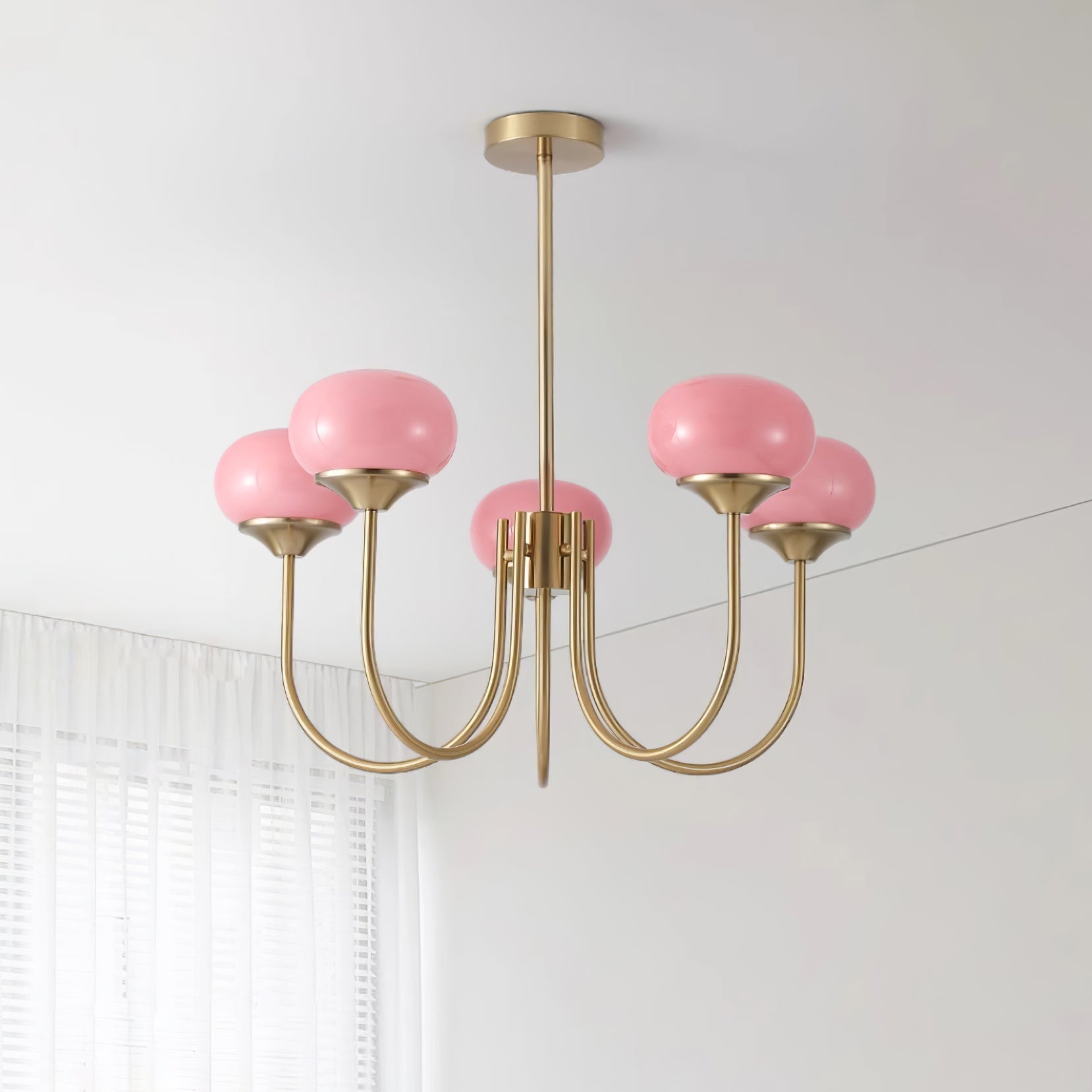 Lustra Chandelier Globe en Verre Rose Doré - Neutralighting