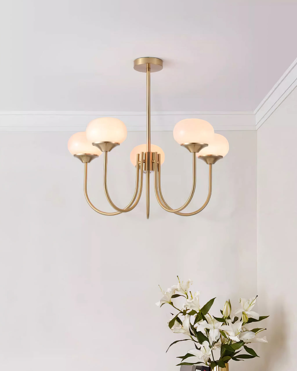 Lustra Chandelier Globe en Verre Rose Doré - Neutralighting