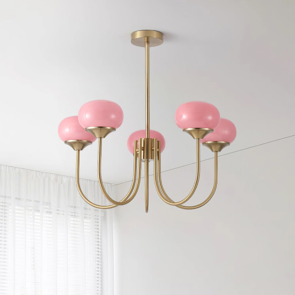 Lustra Chandelier Globe en Verre Rose Doré - Neutralighting