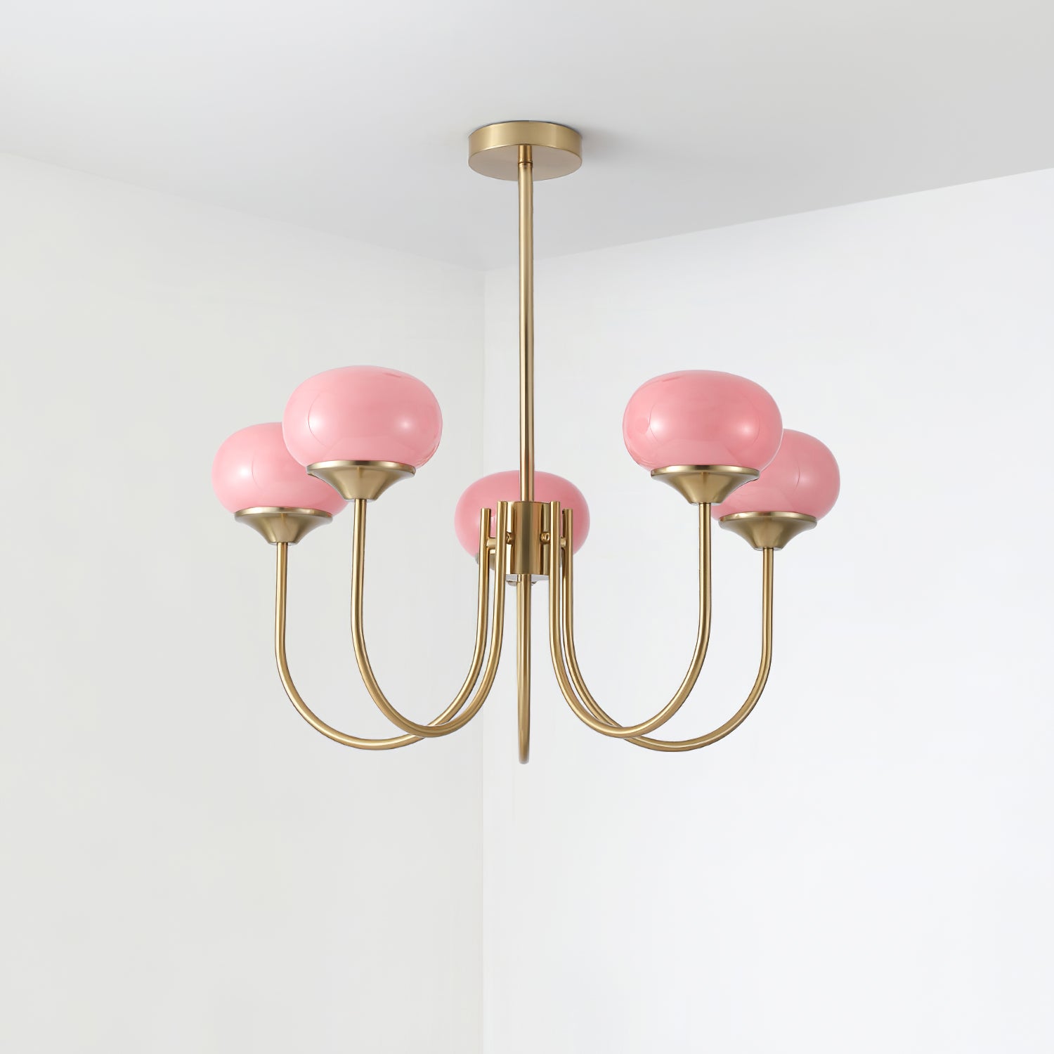 Lustra Chandelier Globe en Verre Rose Doré - Neutralighting
