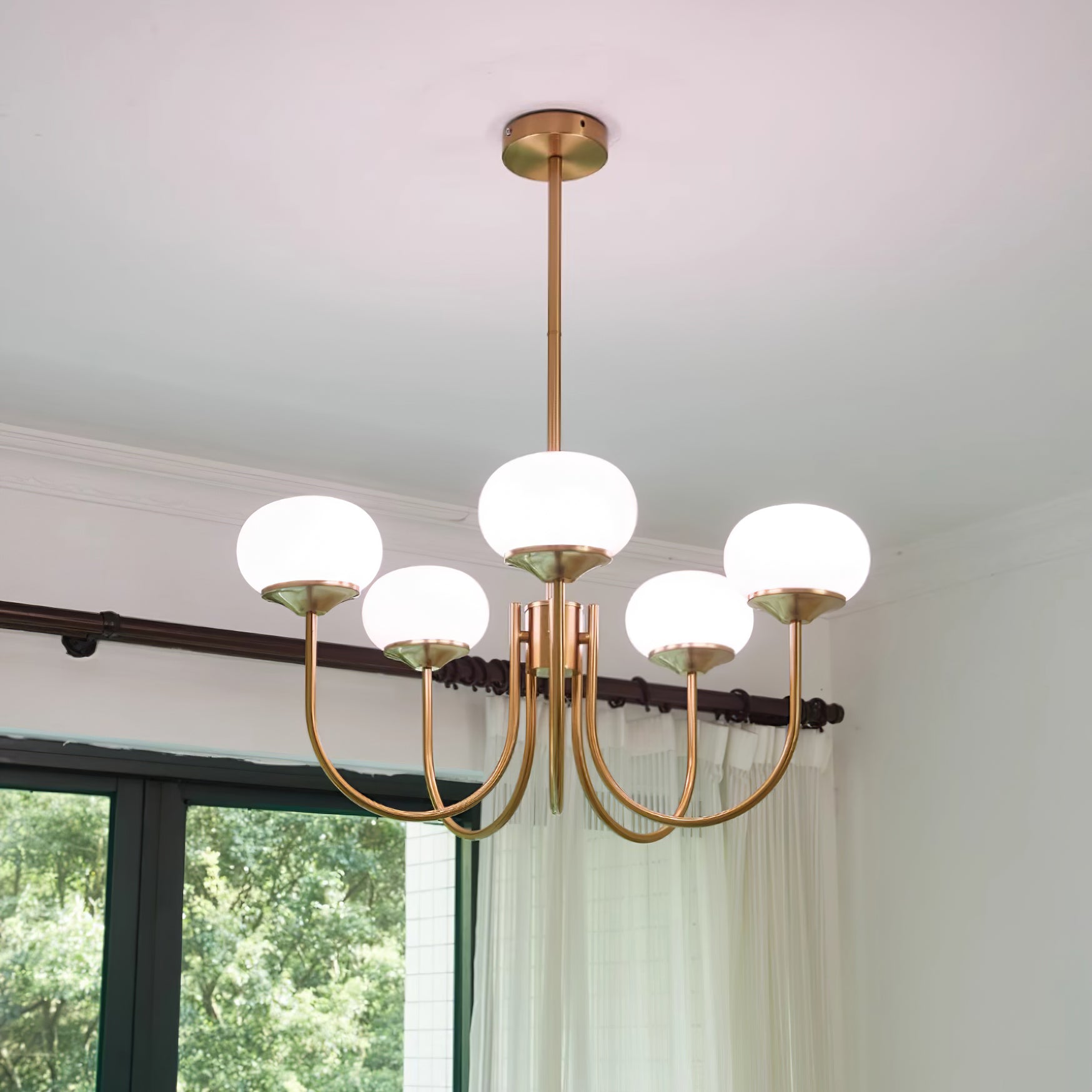 Lustra Chandelier Globe en Verre Rose Doré - Neutralighting