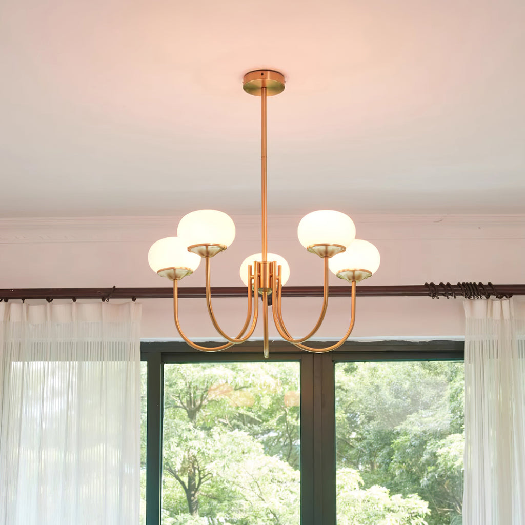Lustra Chandelier Globe en Verre Rose Doré - Neutralighting