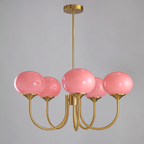 Lustra Chandelier Globe en Verre Rose Doré - Neutralighting