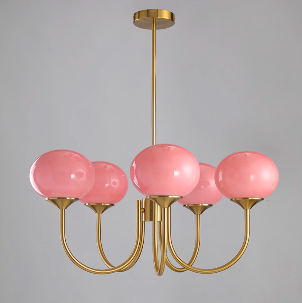 Lustra Chandelier Globe en Verre Rose Doré - Neutralighting