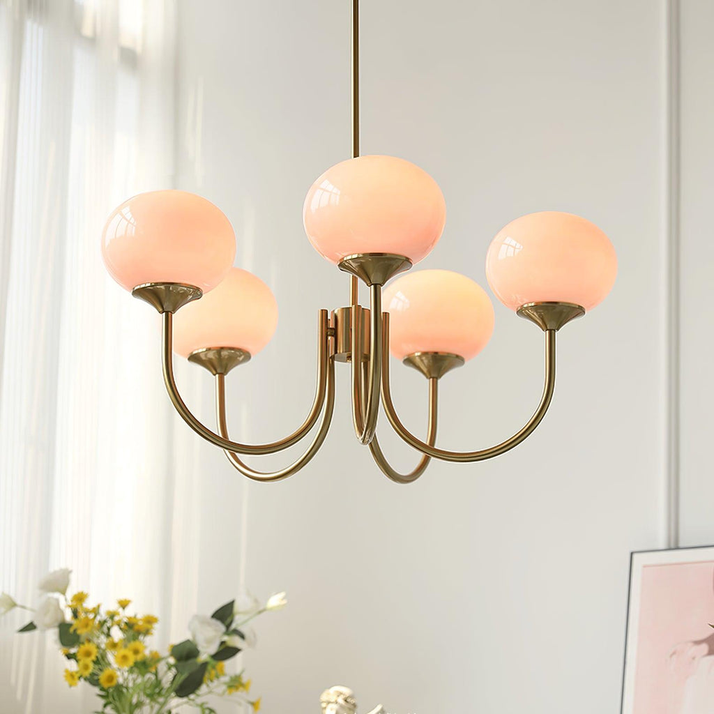 Lustra Chandelier Globe en Verre Rose Doré - Neutralighting