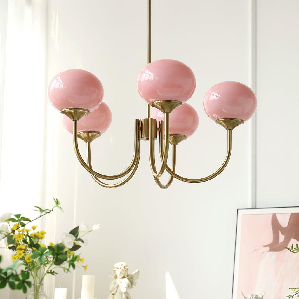 Lustra Chandelier Globe en Verre Rose Doré - Neutralighting