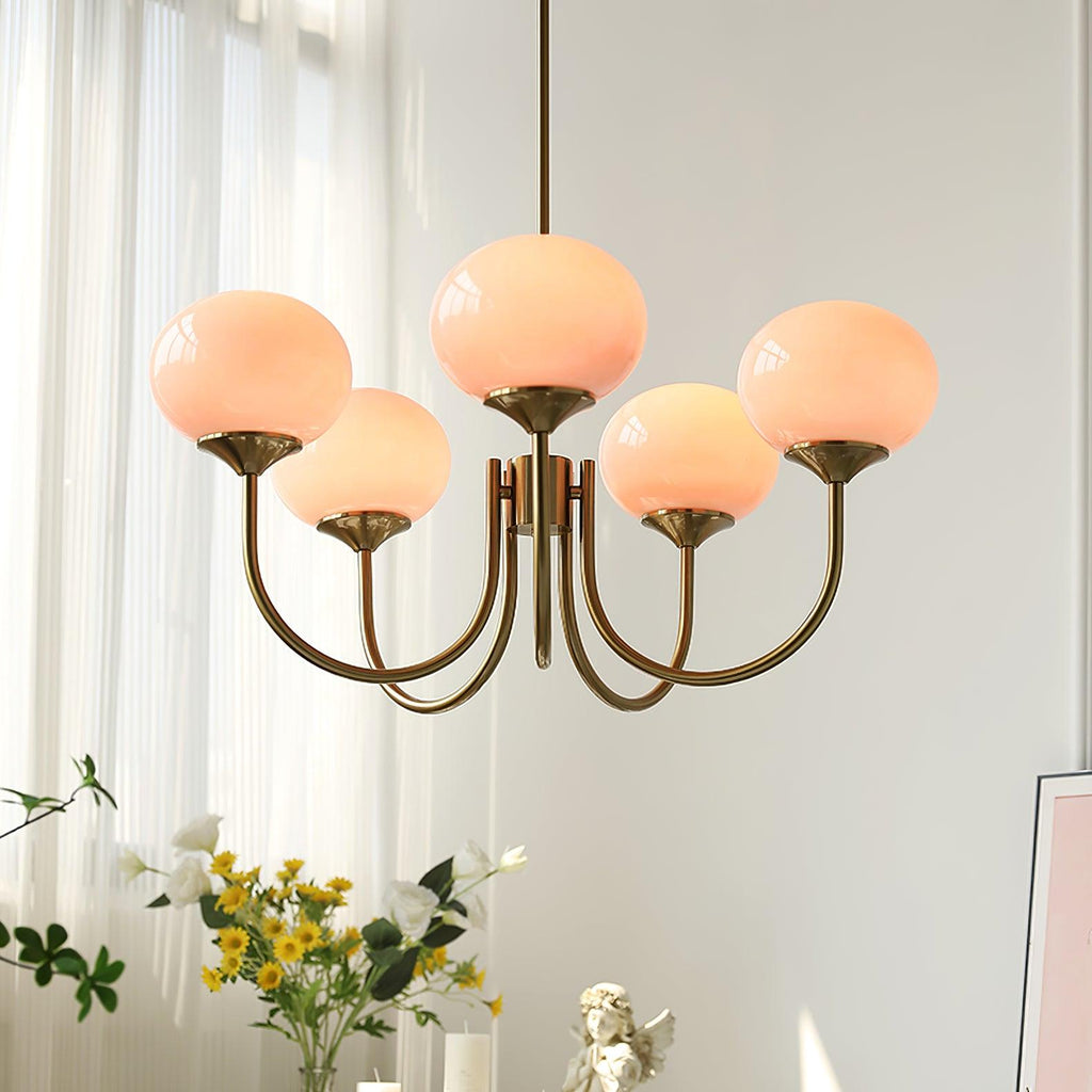 Lustra Chandelier Globe en Verre Rose Doré - Neutralighting