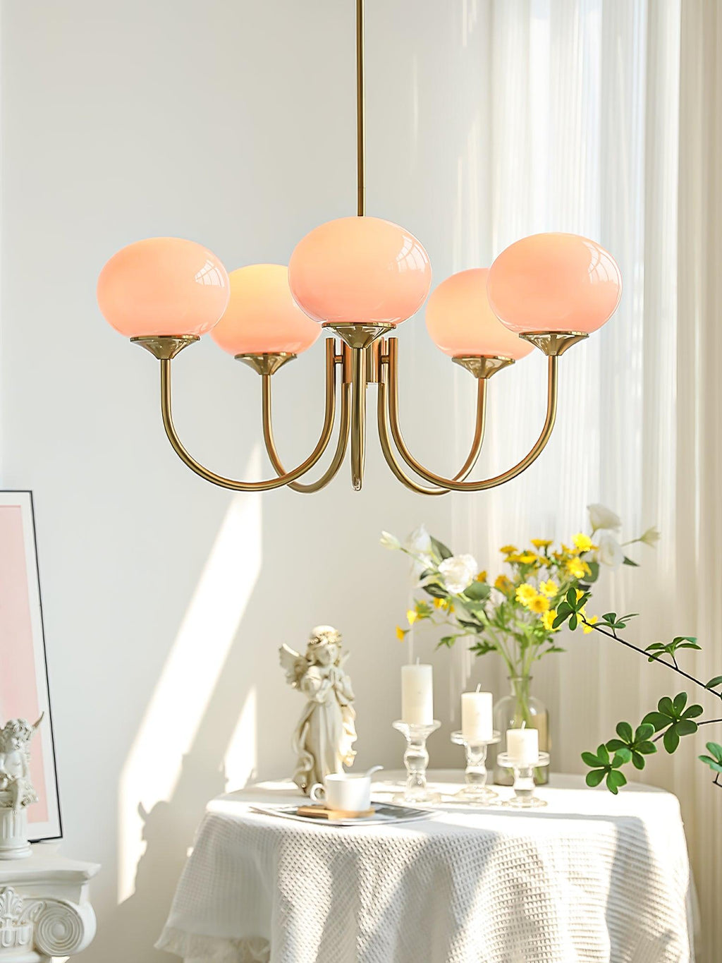 Lustra Chandelier Globe en Verre Rose Doré - Neutralighting