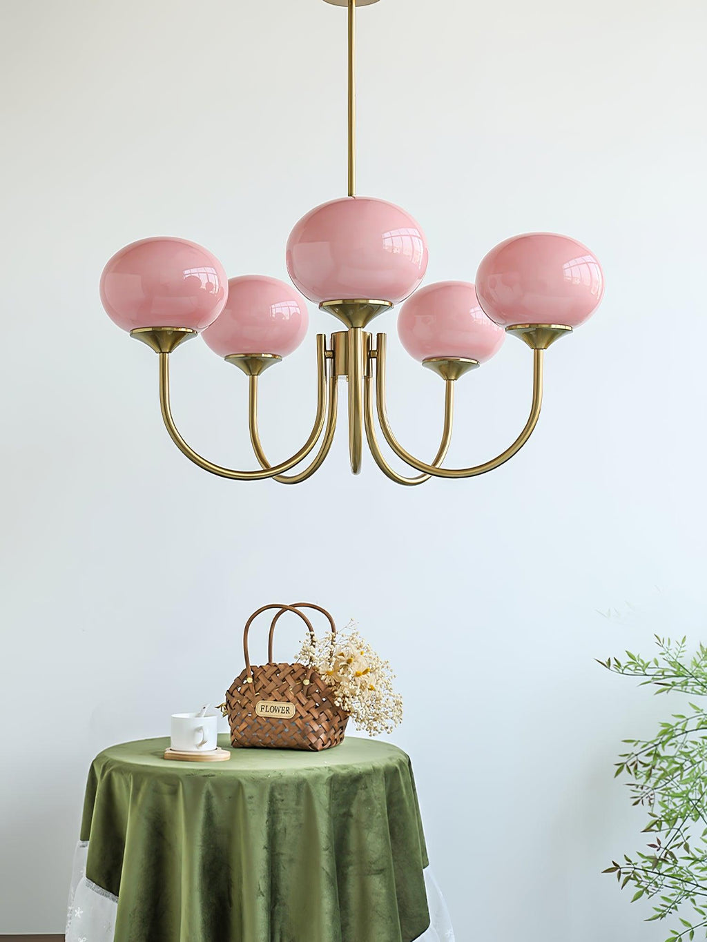Lustra Chandelier Globe en Verre Rose Doré - Neutralighting