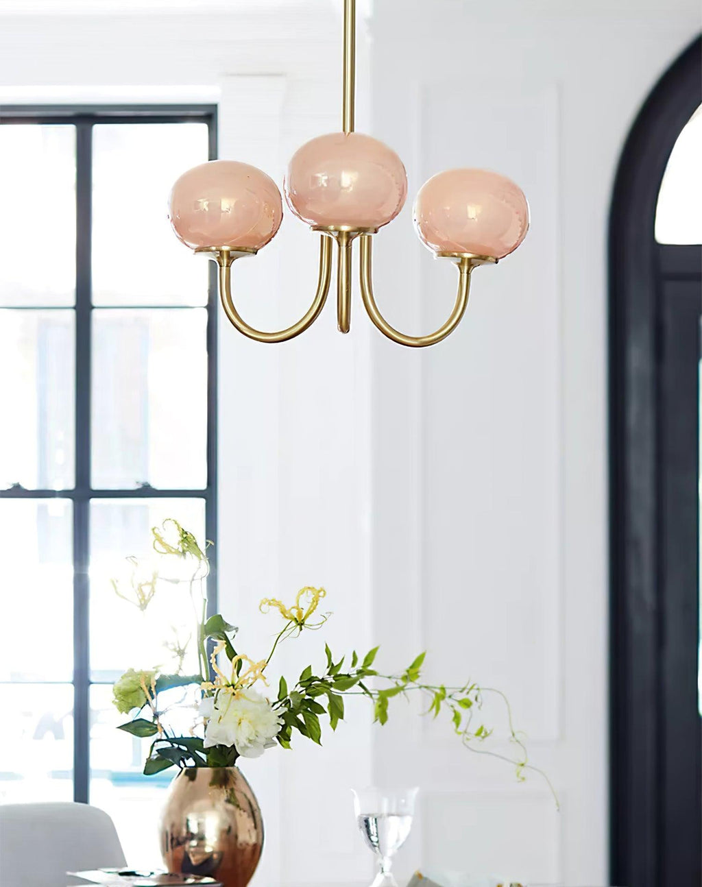 Lustra Chandelier Globe en Verre Rose Doré - Neutralighting