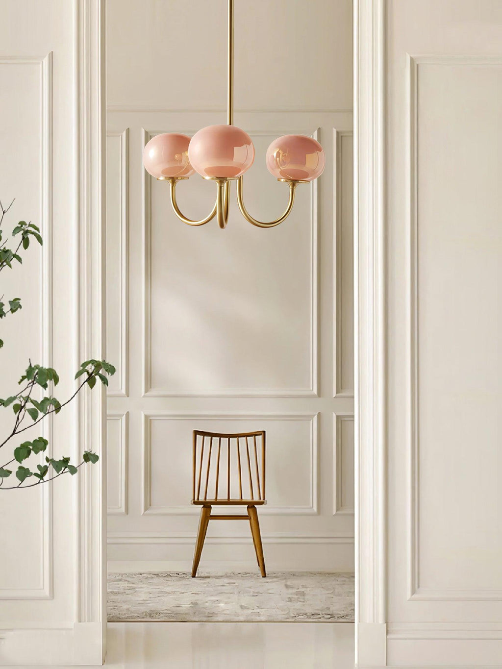 Lustra Chandelier Globe en Verre Rose Doré - Neutralighting