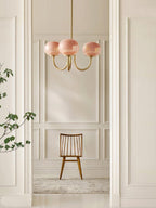 Lustra Chandelier Globe en Verre Rose Doré - Neutralighting